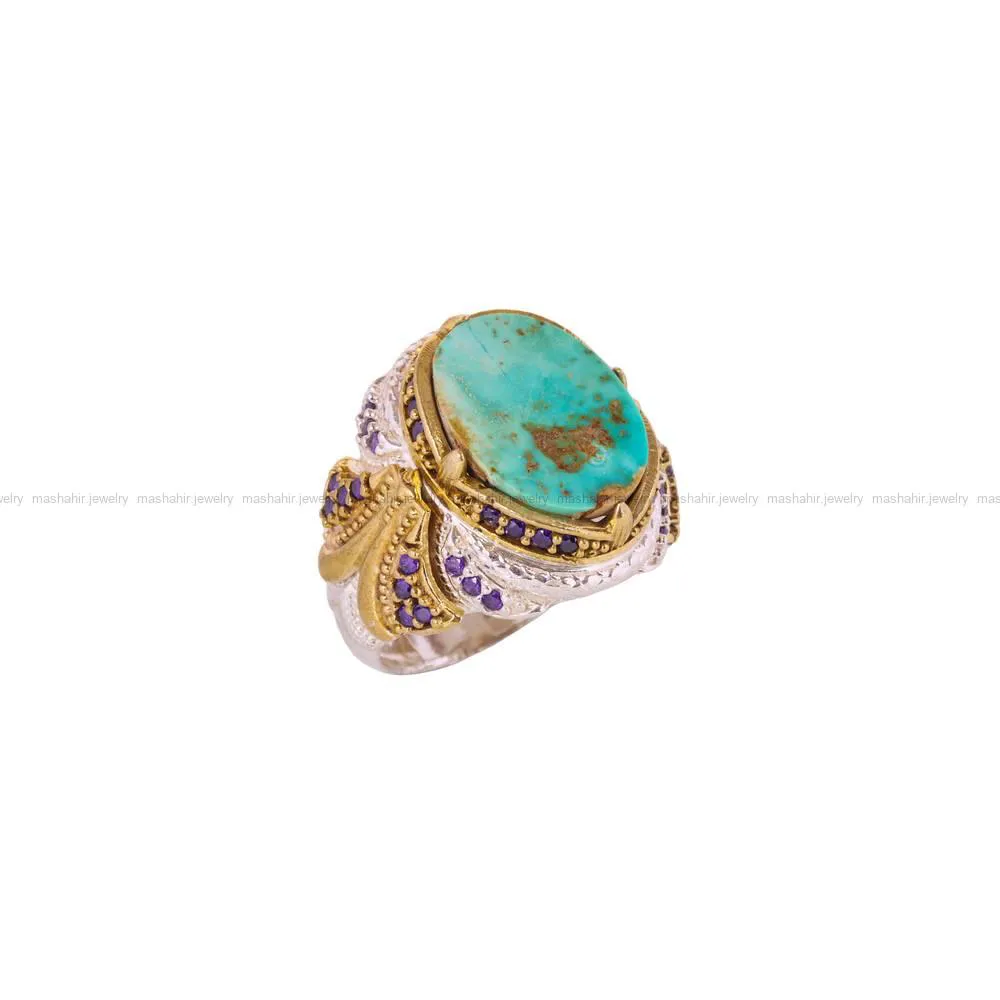 انگشتر فیروزه شجری مردانه کد 4525