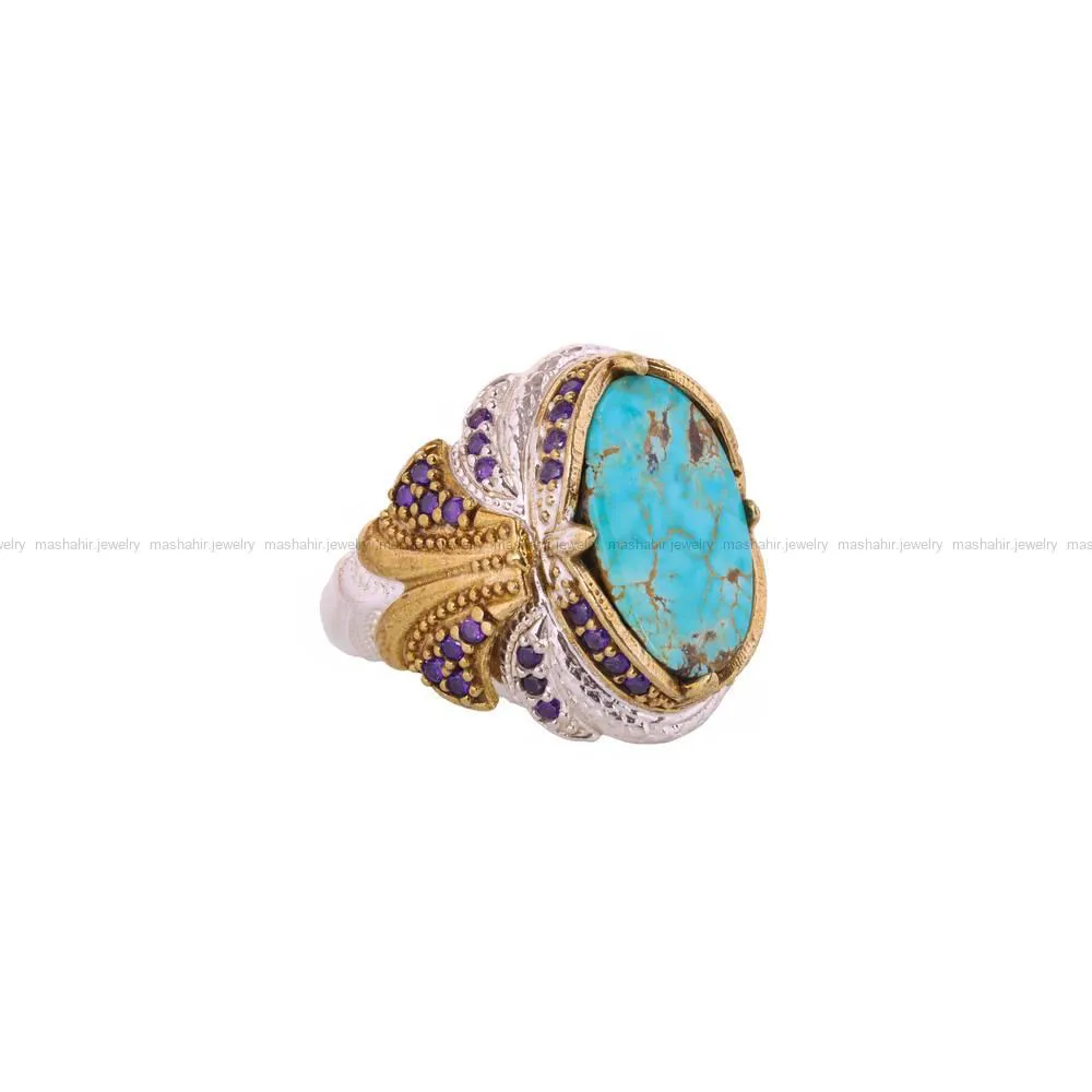 انگشتر فیروزه شجری مردانه کد 4527
