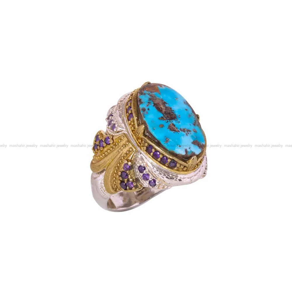 انگشتر فیروزه شجری مردانه کد 4537