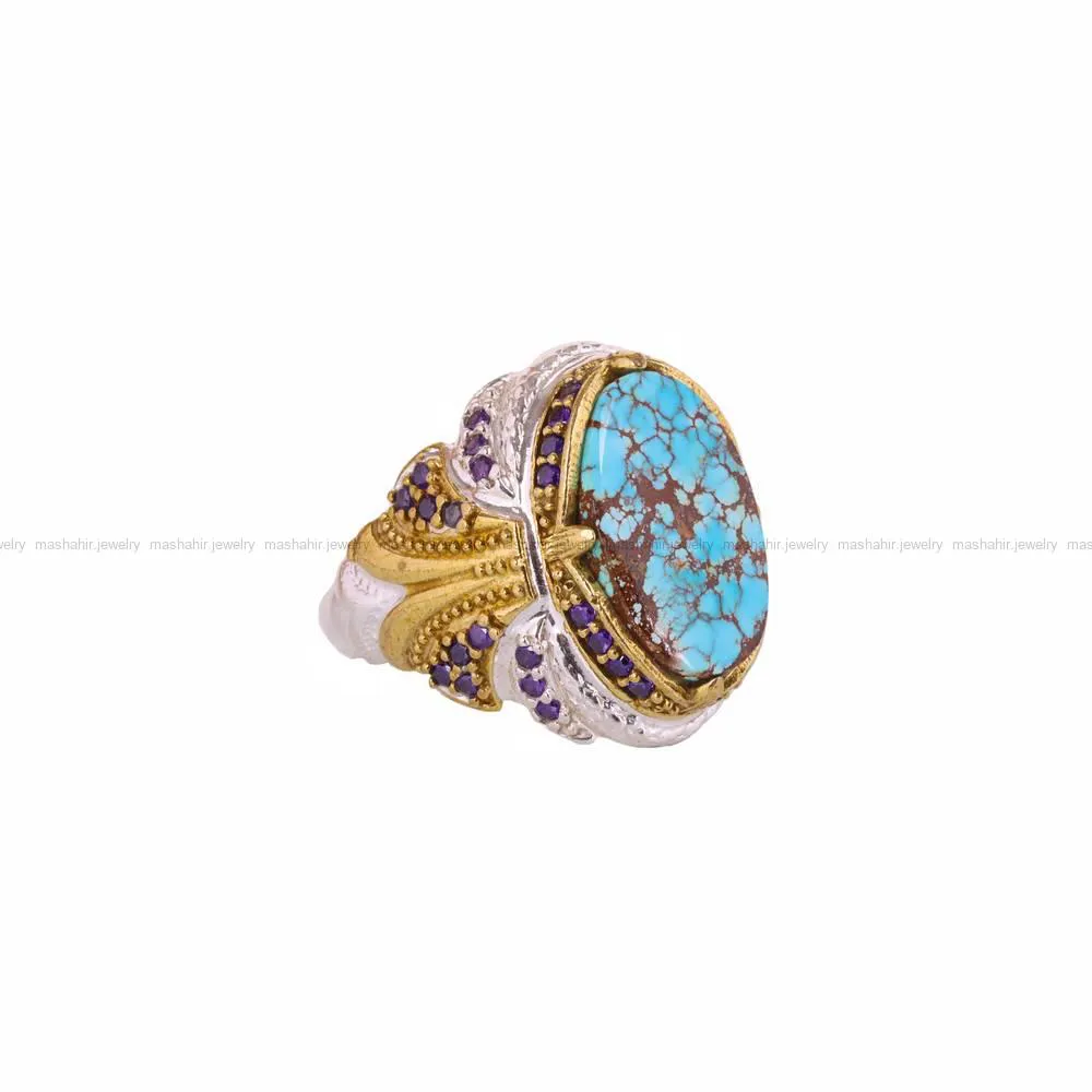 انگشتر فیروزه شجری مردانه کد 4540