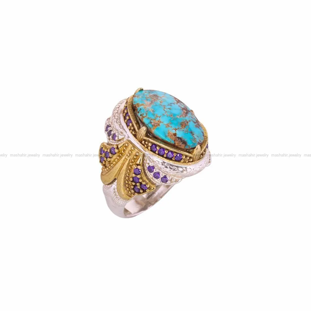انگشتر فیروزه شجری مردانه کد 4542