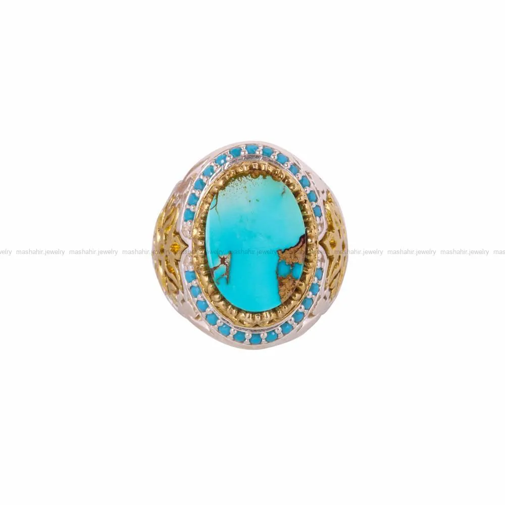 انگشتر فیروزه شجری مردانه کد 4544
