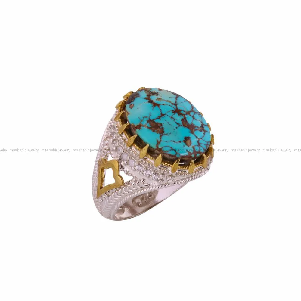 انگشتر فیروزه شجری مردانه کد 4547