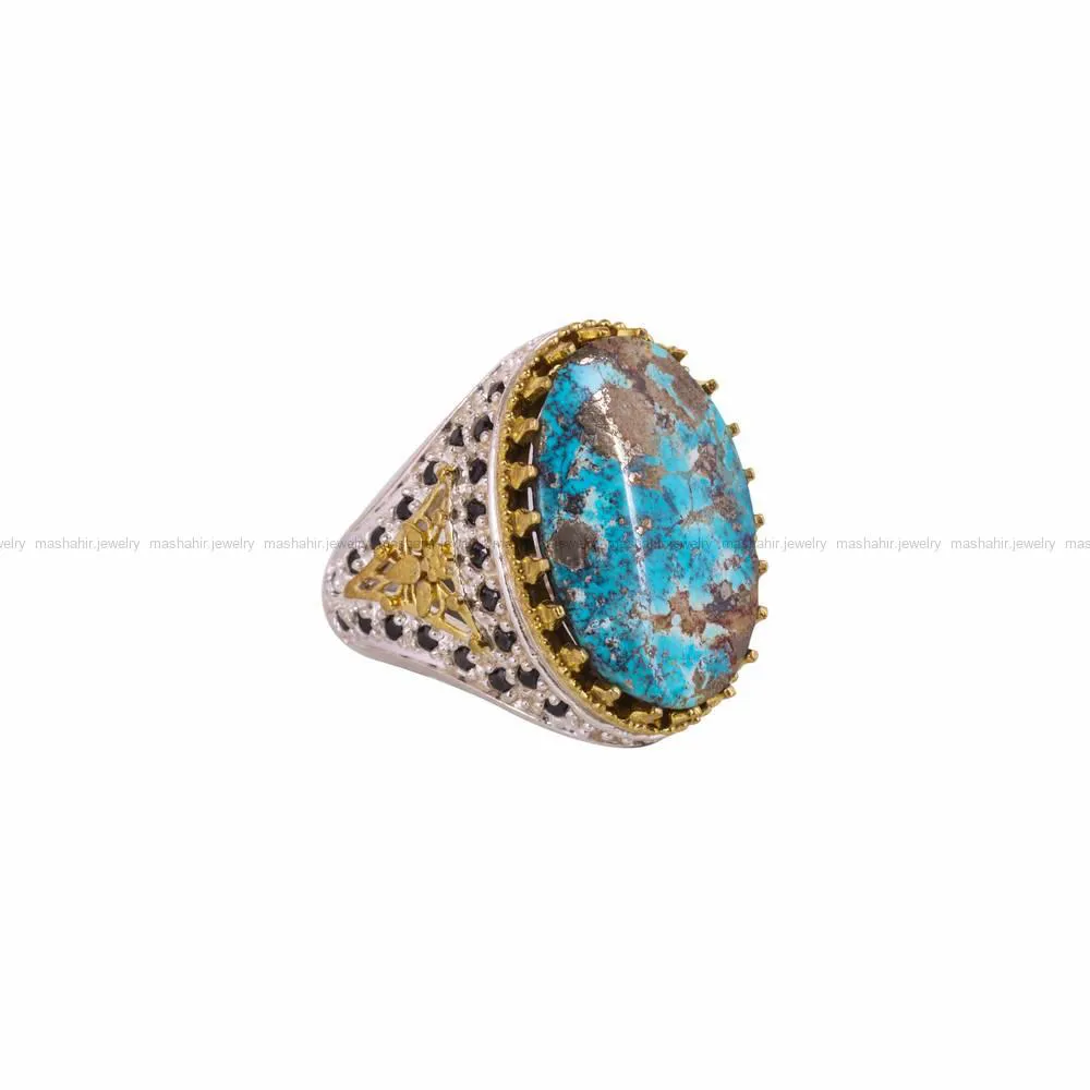 انگشتر فیروزه شجری مردانه کد 4555