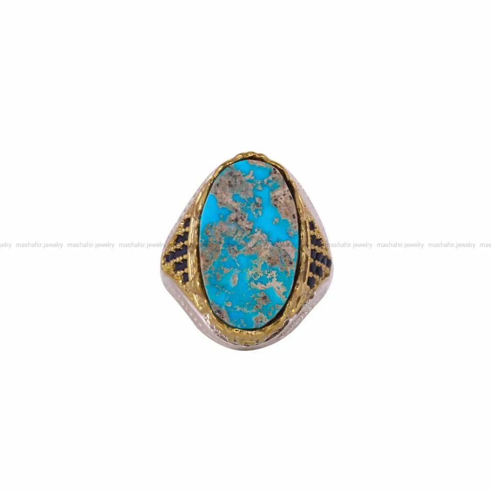 انگشتر فیروزه شجری مردانه کد 4558