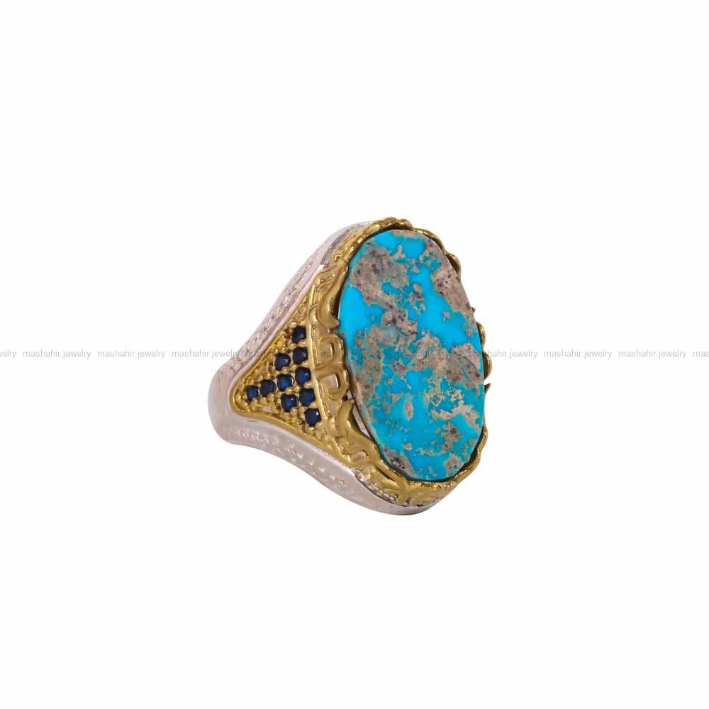 انگشتر فیروزه شجری مردانه کد 4558