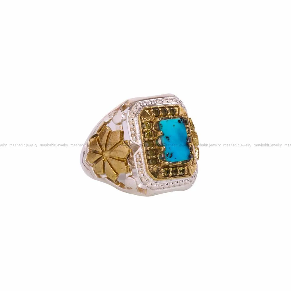 انگشتر فیروزه شجری مردانه کد 4559