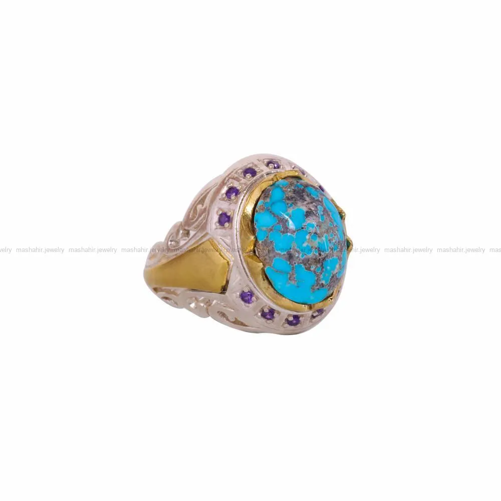 انگشتر فیروزه شجری مردانه کد 4565