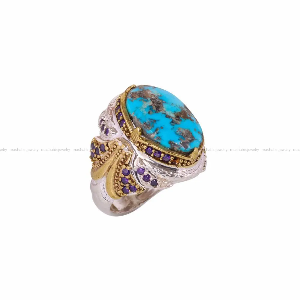 انگشتر فیروزه شجری مردانه کد 4566