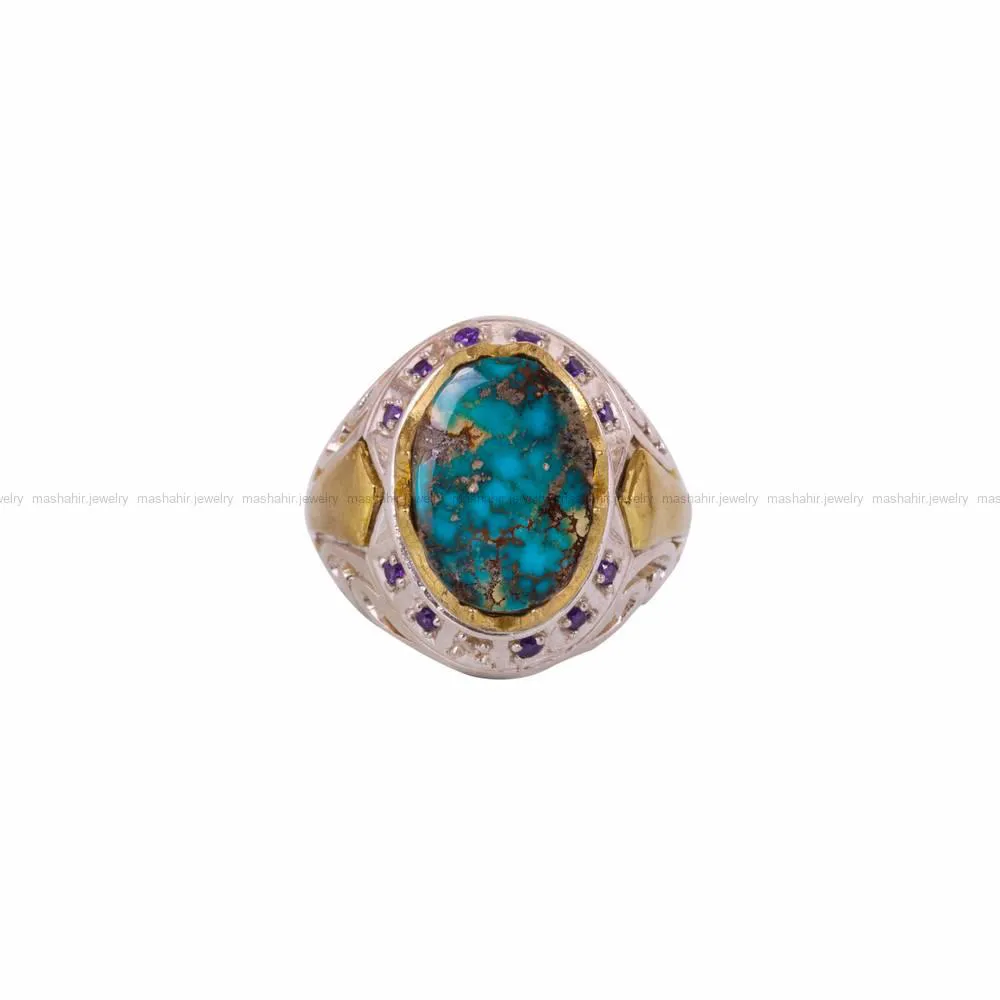 انگشتر فیروزه شجری مردانه کد 4571