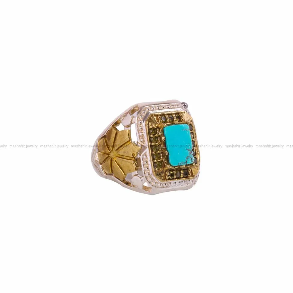 انگشتر فیروزه شجری مردانه کد 4572