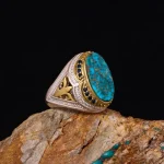 انگشتر فیروزه شجری مردانه کد 4501