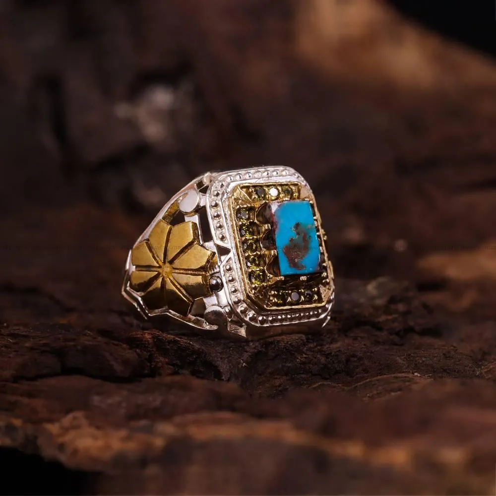 انگشتر فیروزه شجری مردانه کد 4536