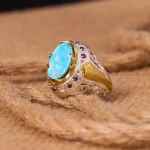 انگشتر فیروزه شجری مردانه کد 4556