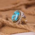 انگشتر فیروزه شجری مردانه کد 4566