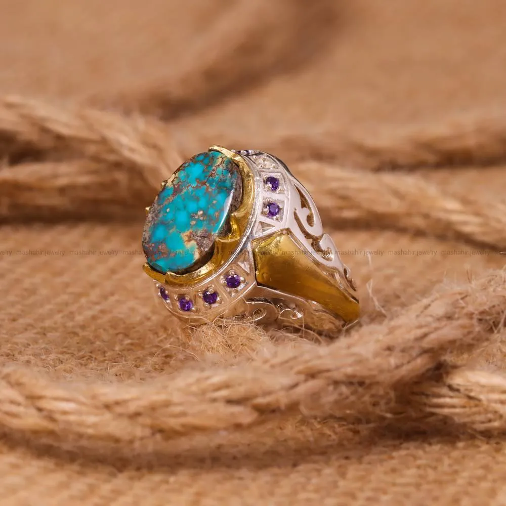 انگشتر فیروزه شجری مردانه کد 4571