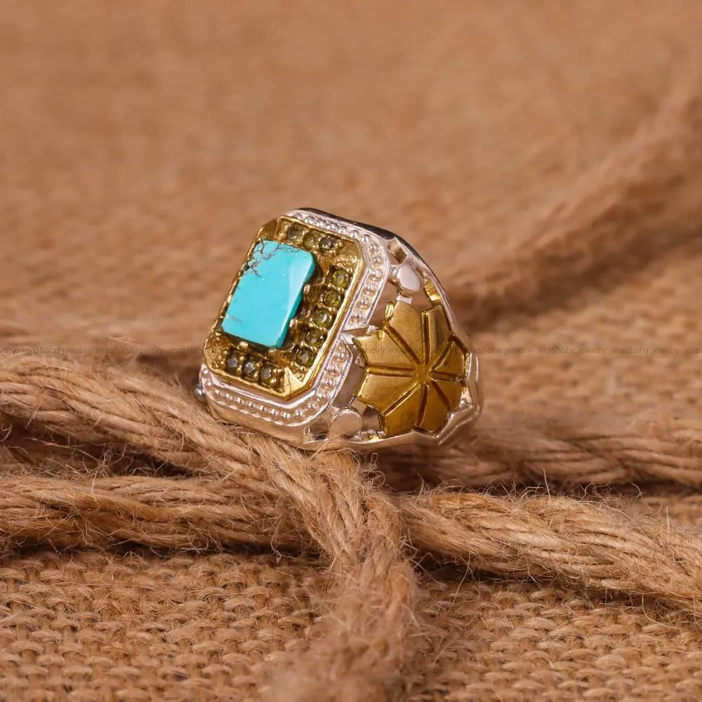 انگشتر فیروزه شجری مردانه کد 4572