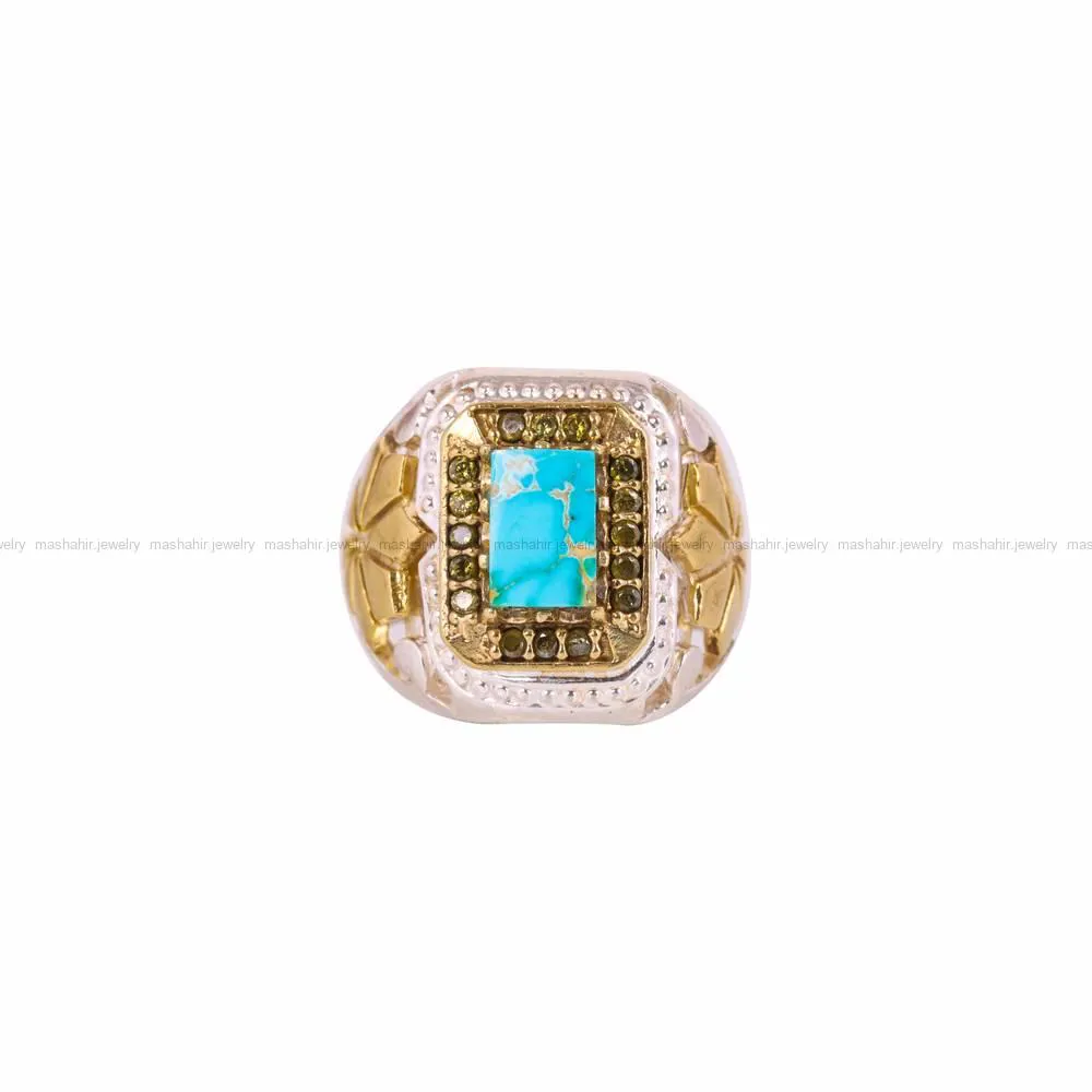 انگشتر فیروزه شجری مردانه کد 4574