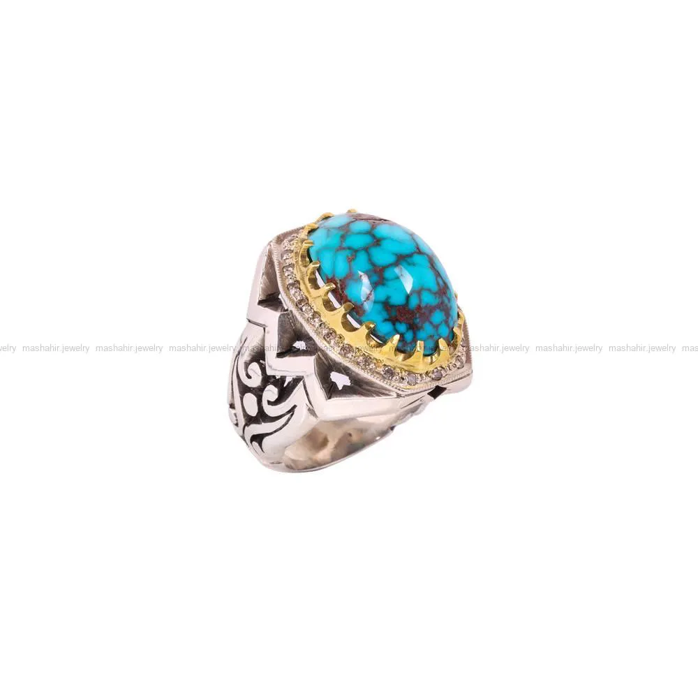انگشتر فيروزه شجری مردانه کد 4439