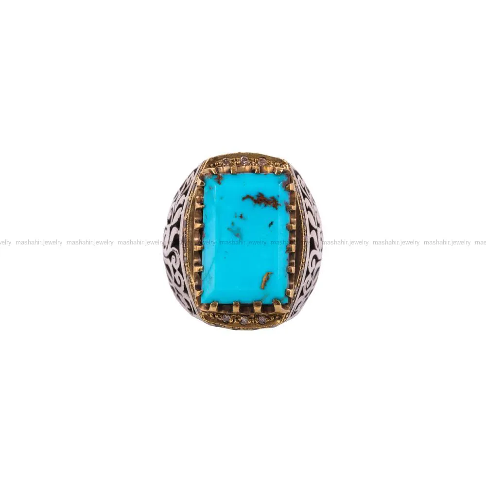 انگشتر فيروزه شجری مردانه کد 4447