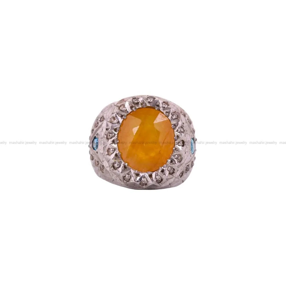 انگشتر یاقوت زرد مردانه کد 4449