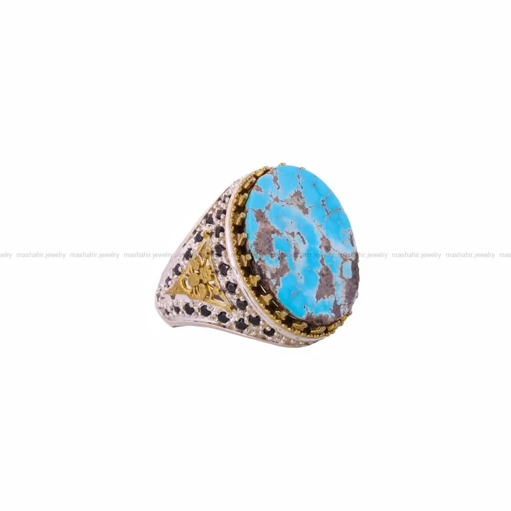 انگشتر فیروزه شجری مردانه کد 4468