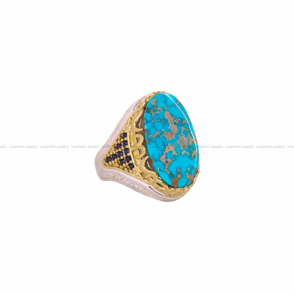 انگشتر فیروزه شجری مردانه کد 4470
