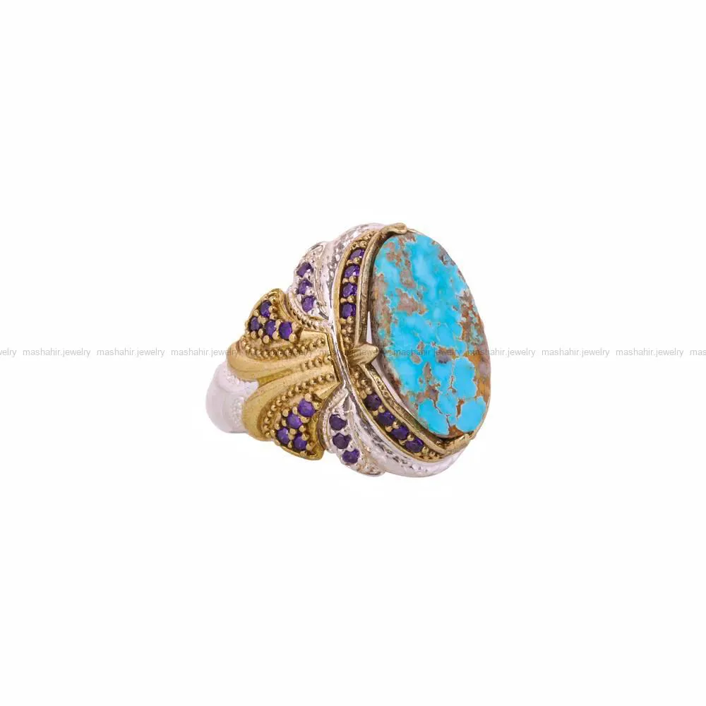 انگشتر فیروزه شجری مردانه کد 4471