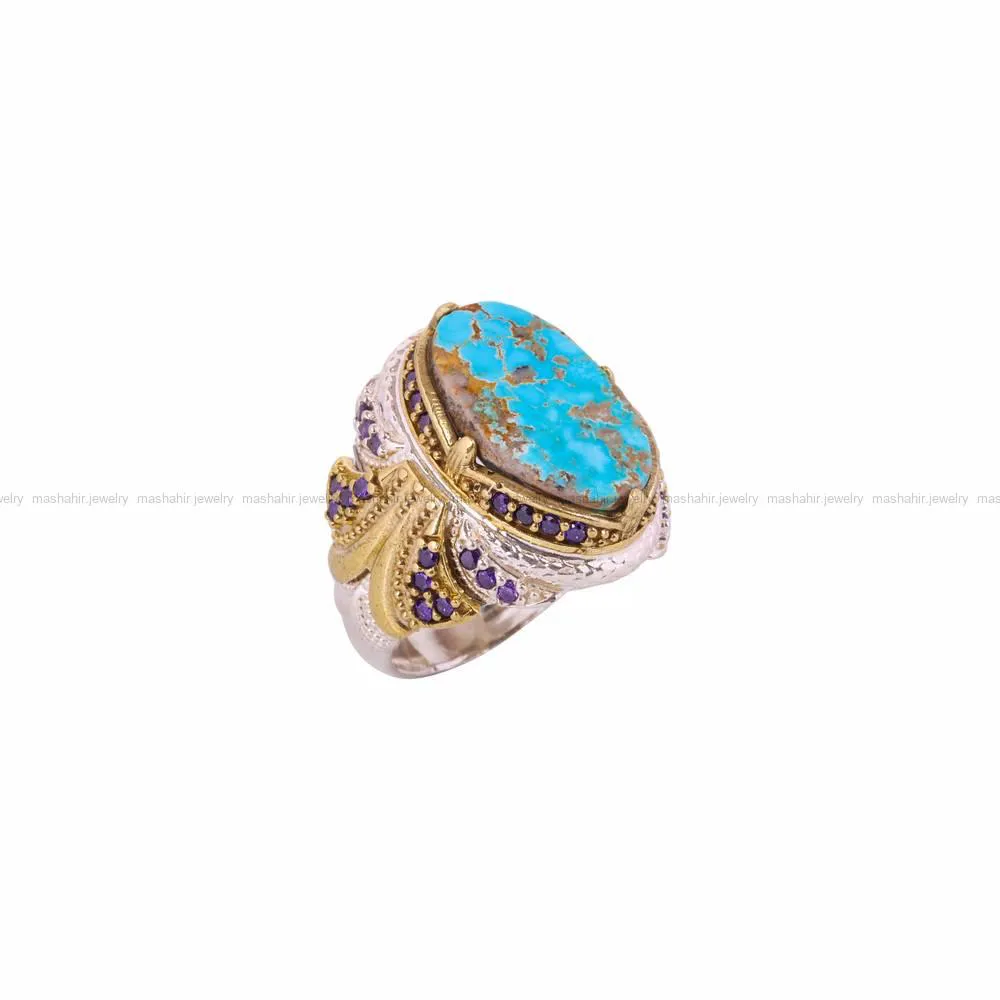 انگشتر فیروزه شجری مردانه کد 4471