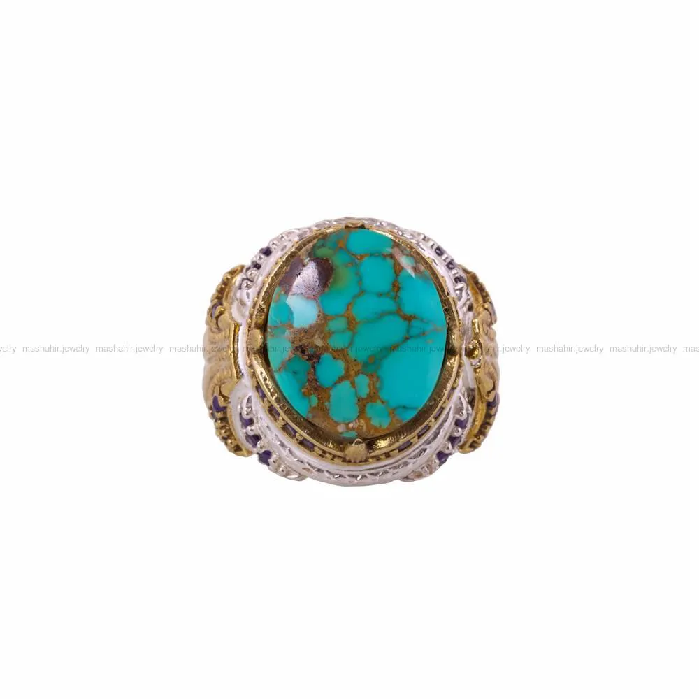 انگشتر فیروزه شجری مردانه کد 4472