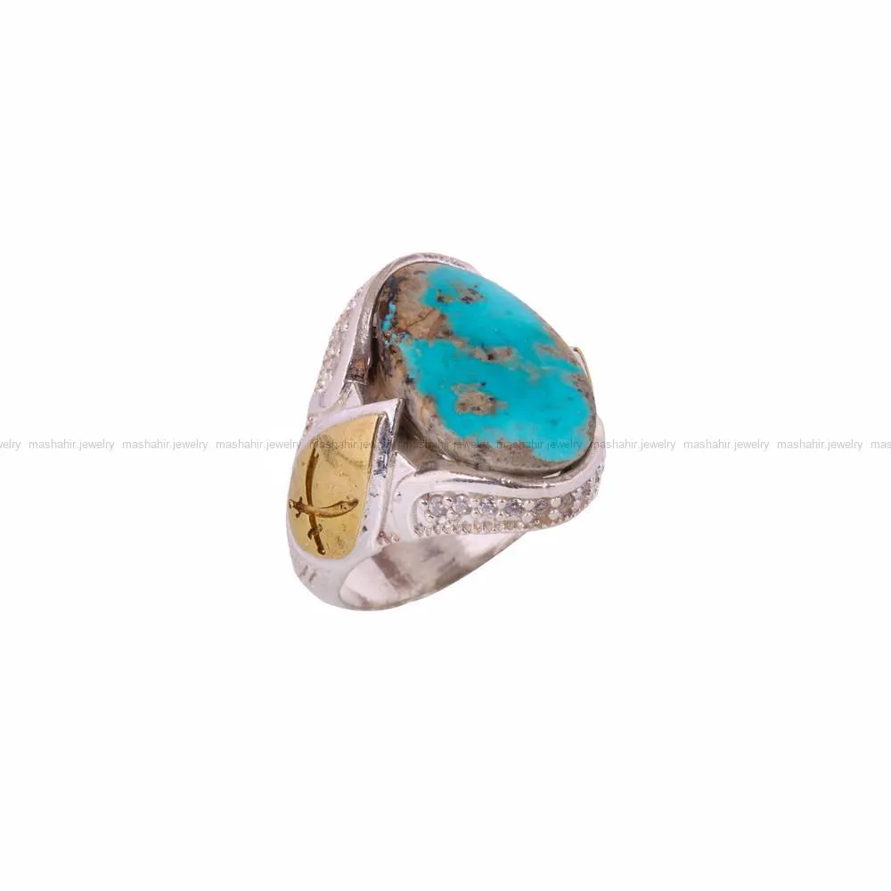 انگشتر فیروزه شجری مردانه کد 4474
