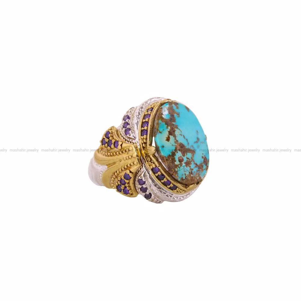 انگشتر فیروزه شجری مردانه کد 4475
