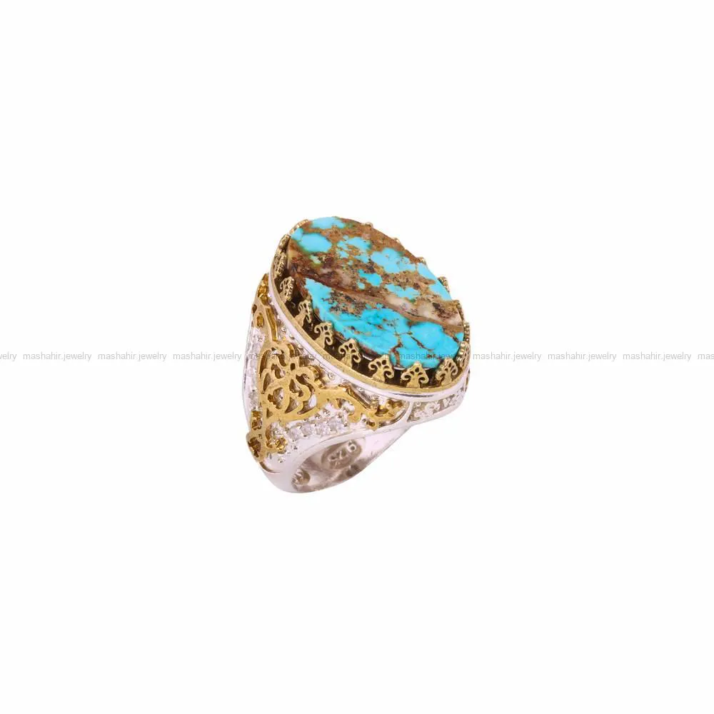 انگشتر فیروزه شجری مردانه کد 4487