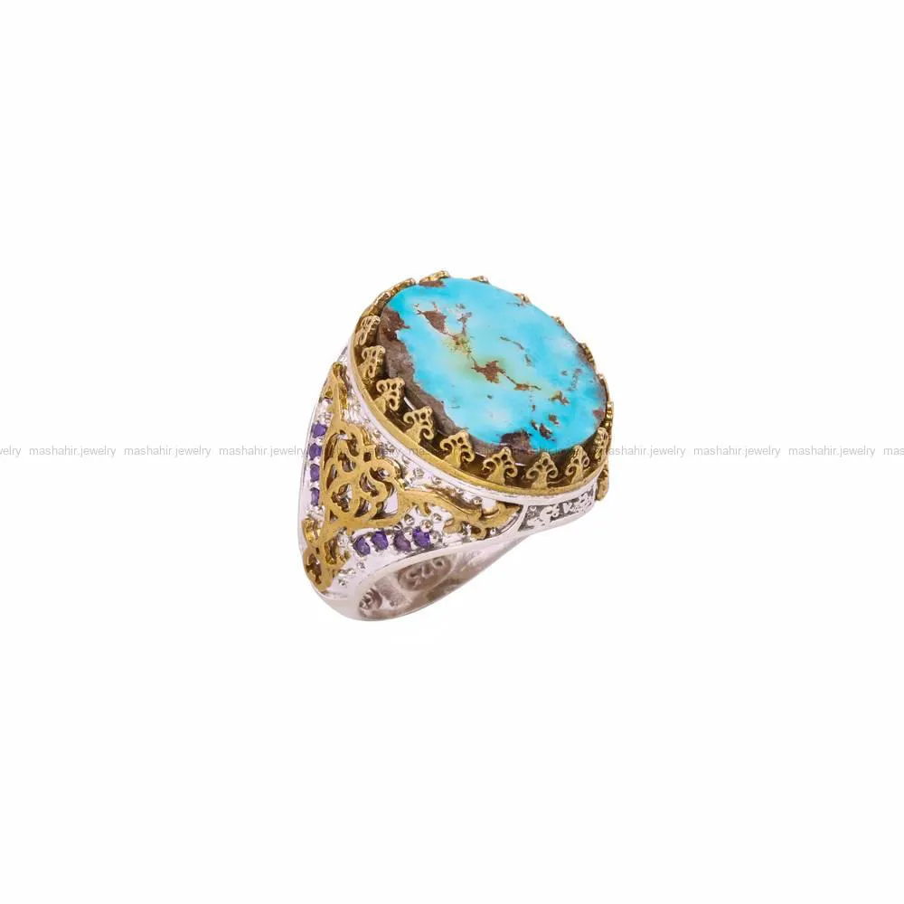 انگشتر فیروزه شجری مردانه کد 4490