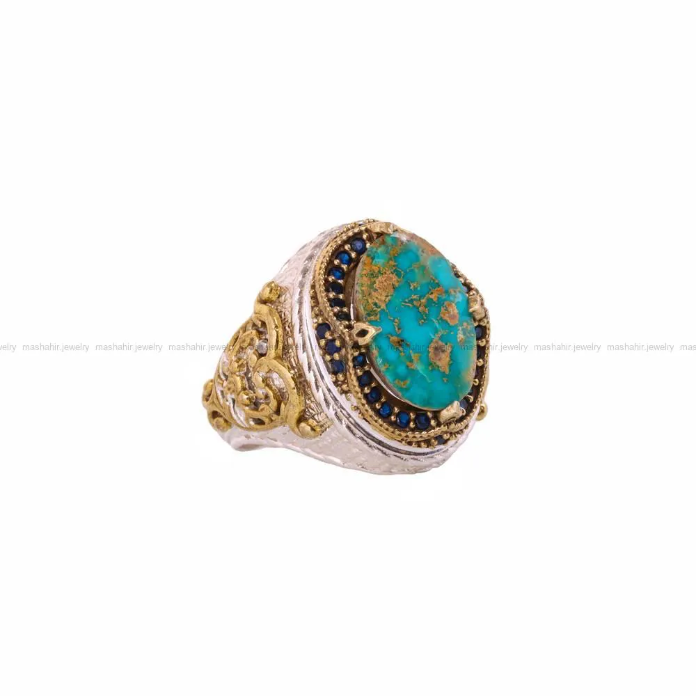 انگشتر فیروزه شجری مردانه کد 4491
