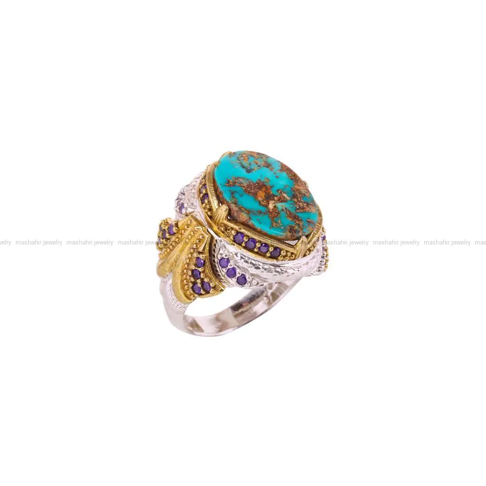 انگشتر فیروزه شجری مردانه کد 4499