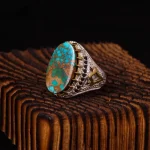 انگشتر فیروزه شجری مردانه کد 4460