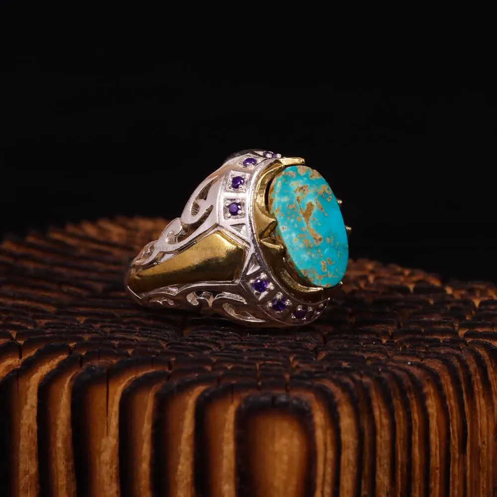 انگشتر فیروزه شجری مردانه کد 4465