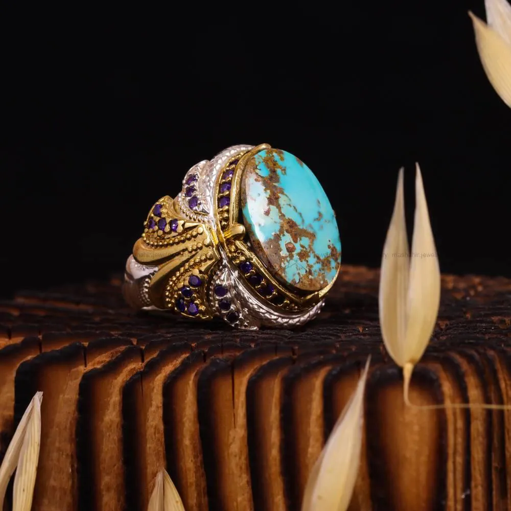 انگشتر فیروزه شجری مردانه کد 4475