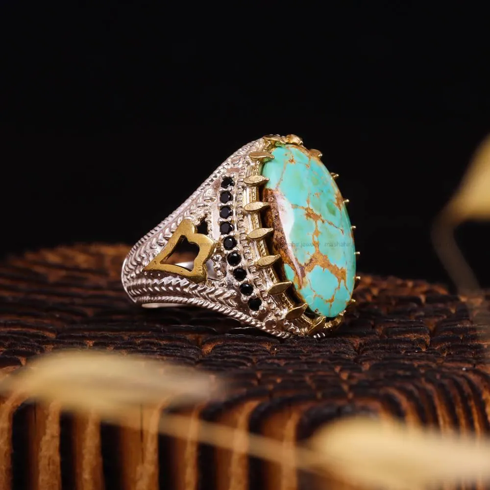 انگشتر فیروزه شجری مردانه کد 4478