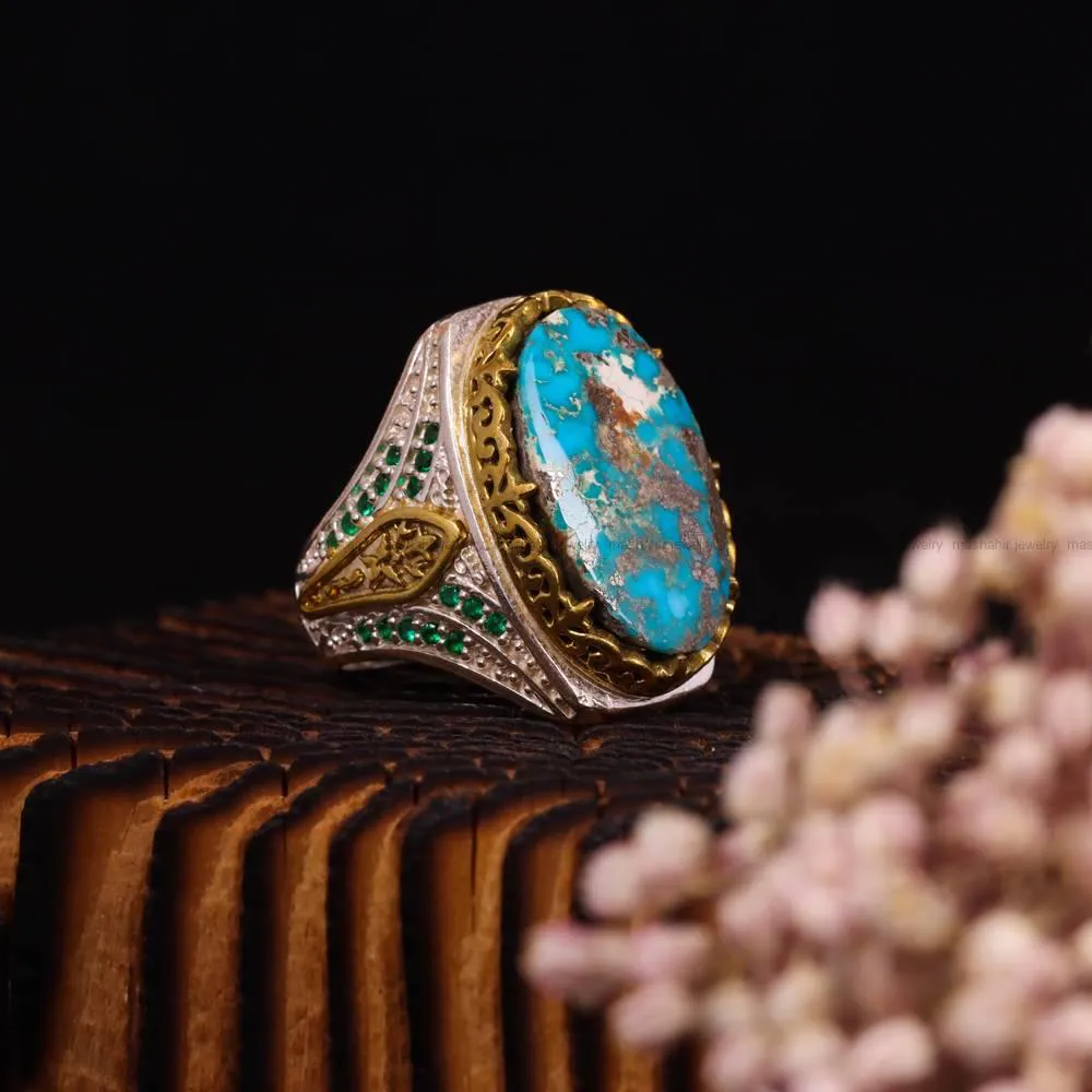 انگشتر فیروزه شجری مردانه کد 4482