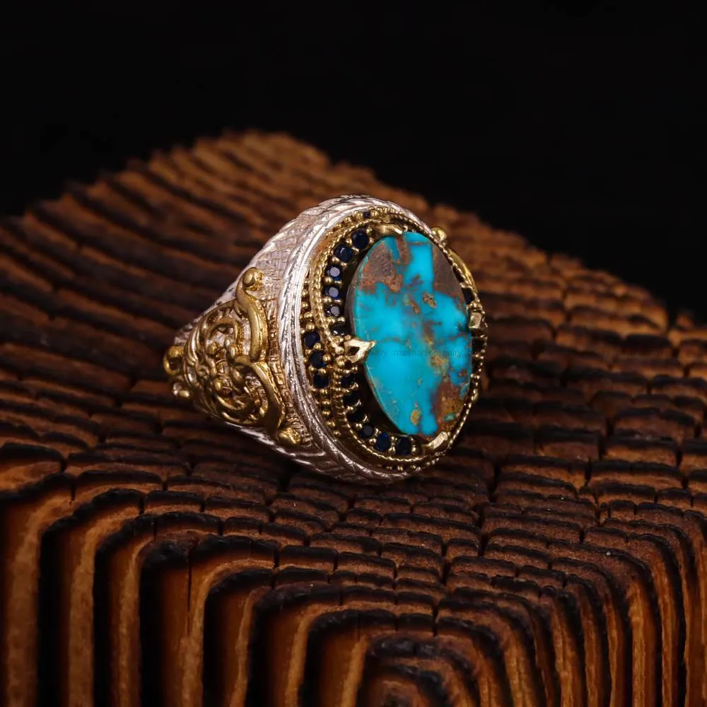 انگشتر فیروزه شجری مردانه کد 4484