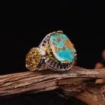 انگشتر فیروزه شجری مردانه کد 4488