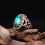 انگشتر فيروزه شجری مردانه کد 4435