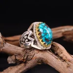 انگشتر فيروزه شجری مردانه کد 4439