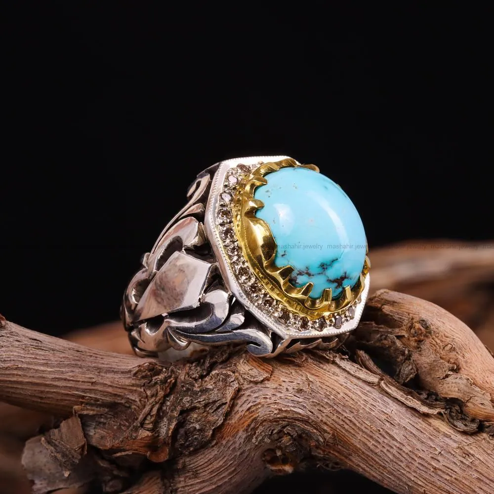 انگشتر فيروزه شجری مردانه کد 4440