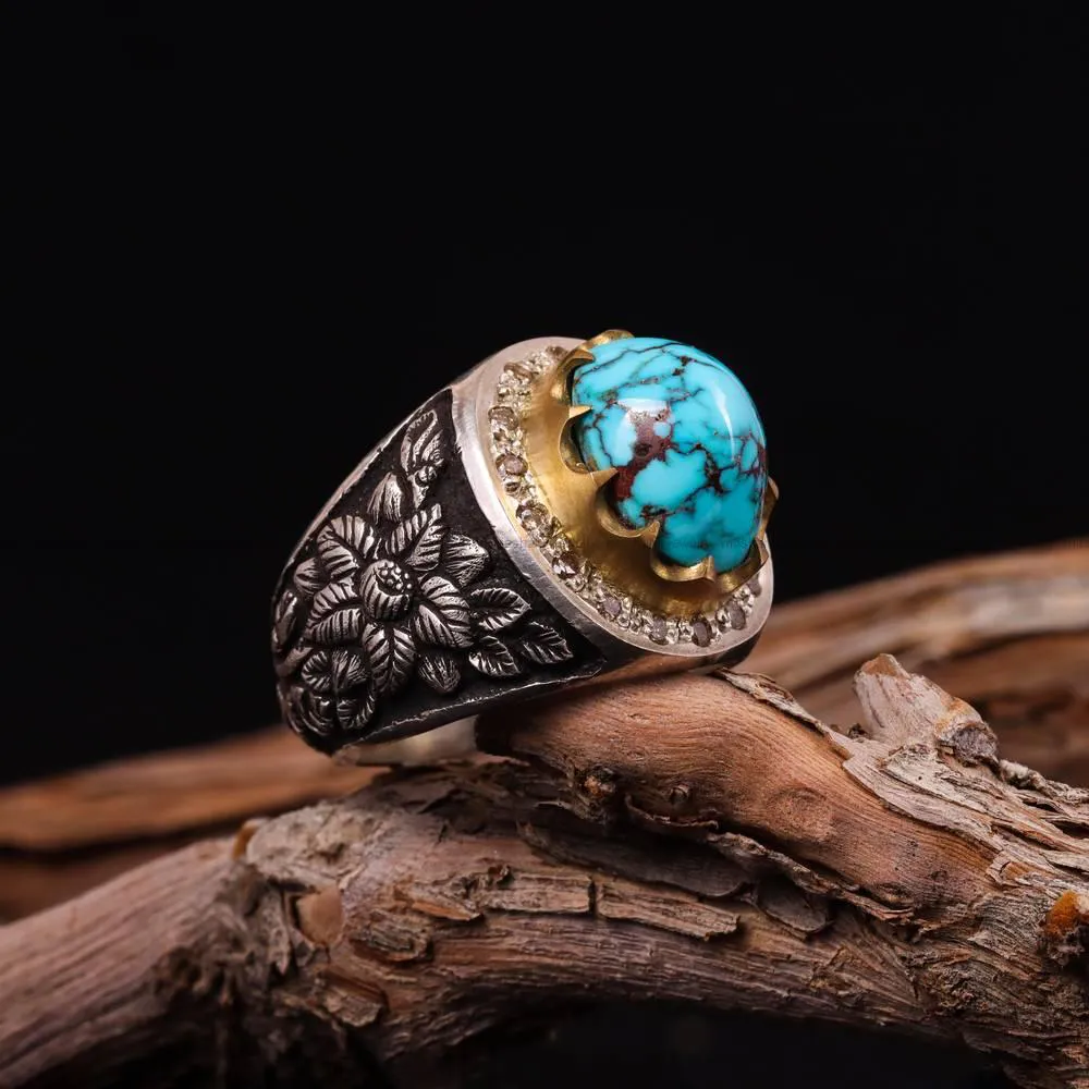 انگشتر فيروزه شجری مردانه کد 4446