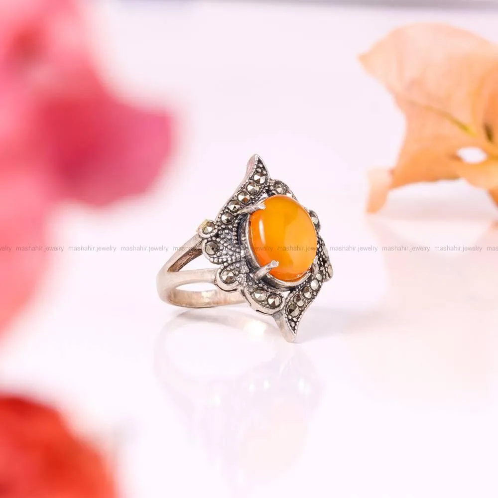 انگشتر عقیق زنانه کد 4386