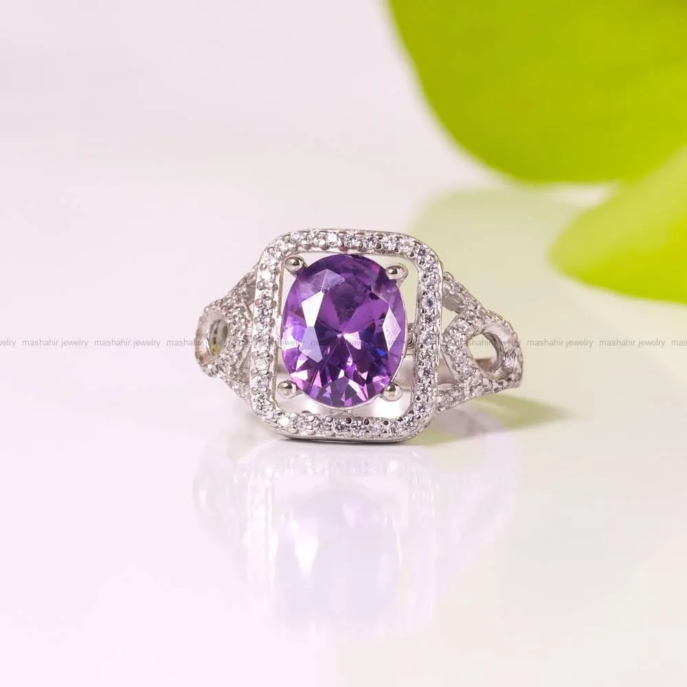 انگشتر آمیتیست زنانه کد 4393