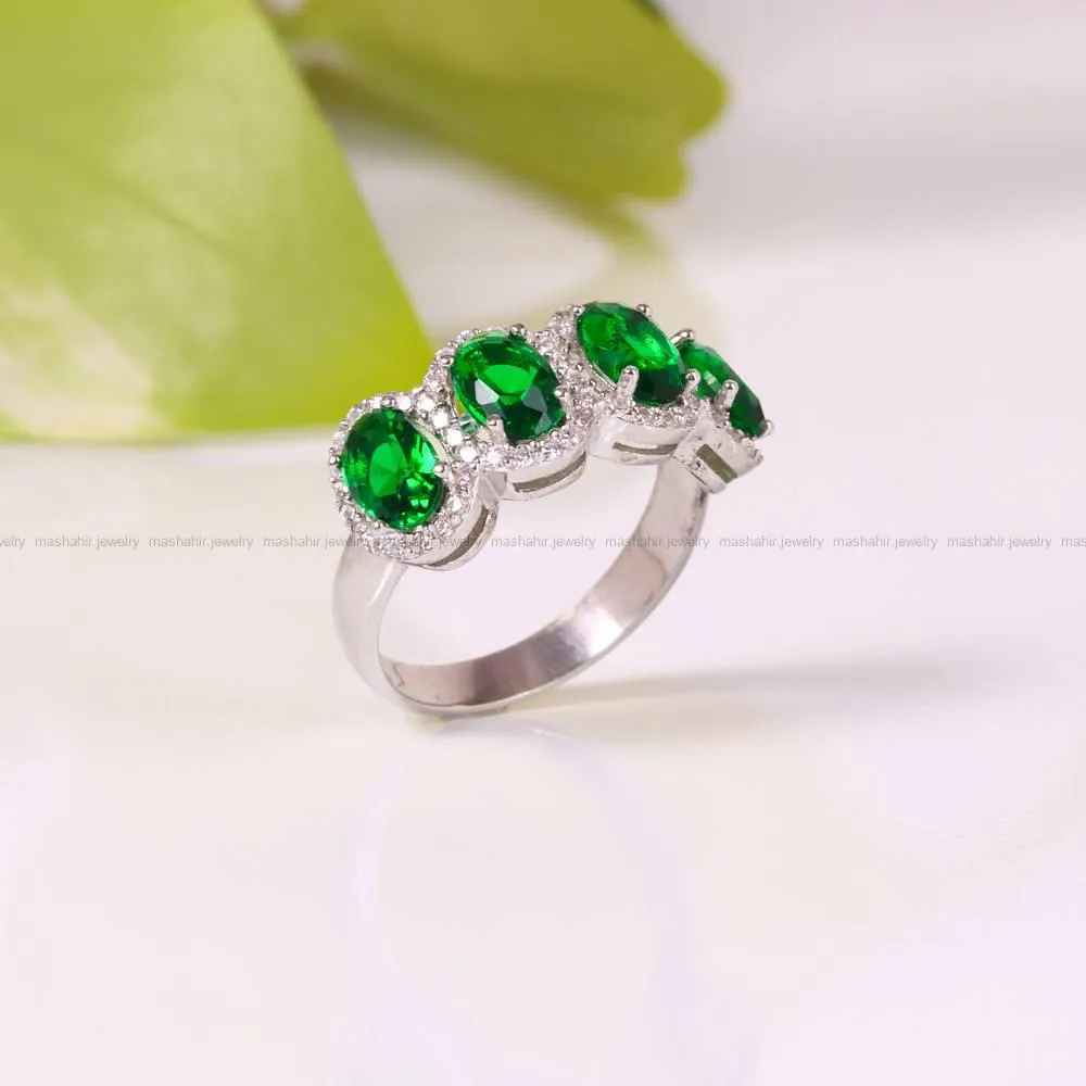 انگشتر طرح زمرد زنانه کد 4394